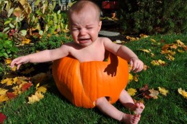 Baby in pumpkin